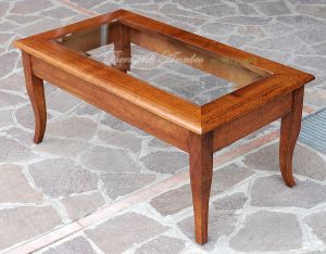 TT19 100 Tavolino Da Salotto Noce Massello Con Vetro 100x55 07